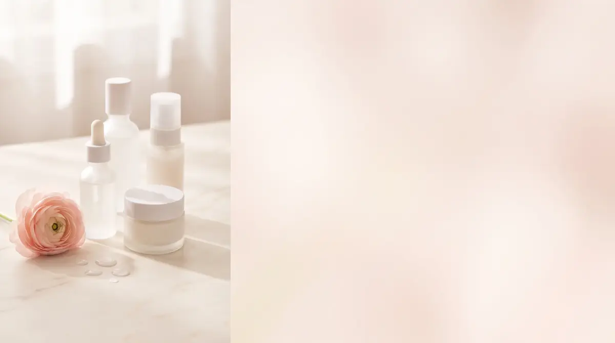 Korean beauty skincare products on marble surface